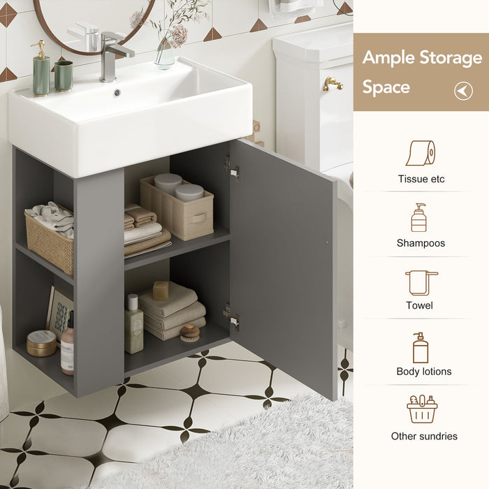 Modern Floating Bathroom Vanity With Ceramic Basin Perfect For Small Bathrooms