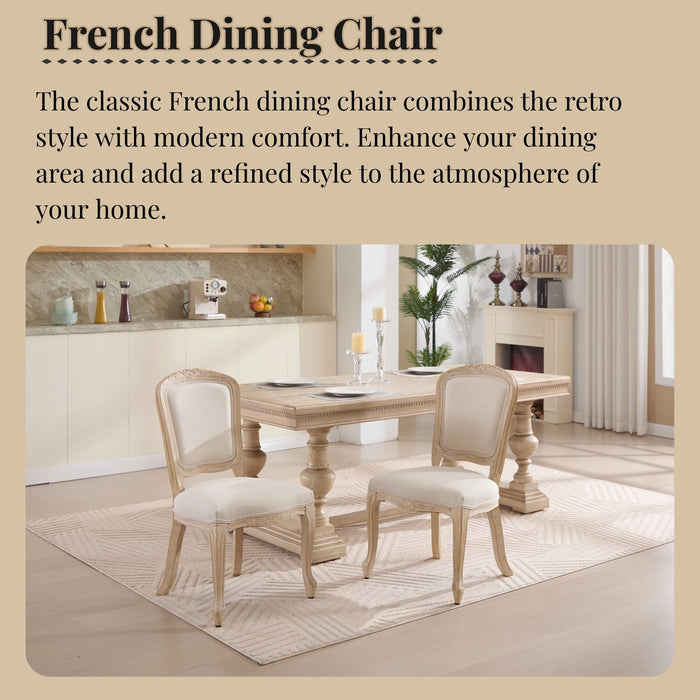 Dining Chairs Upholstered With Fan Shaped Back (Set of 2) - Beige