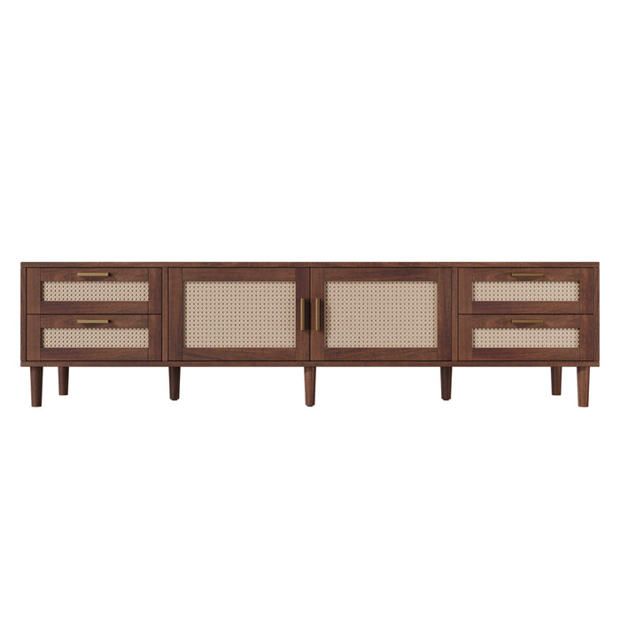 TV Stand, Media Console With 4 Drawers, Soft Closing Hinges - Dark Brown