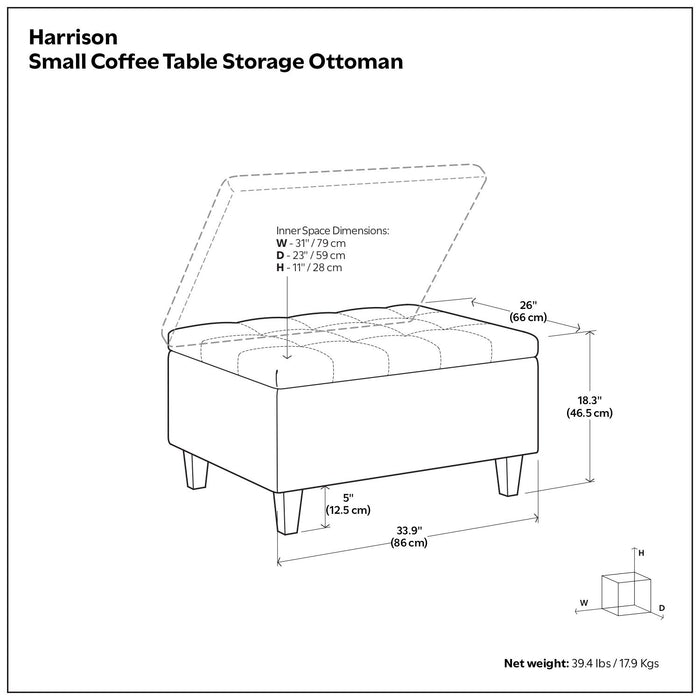 Harrison - Upholstered Coffee Table Storage Ottoman