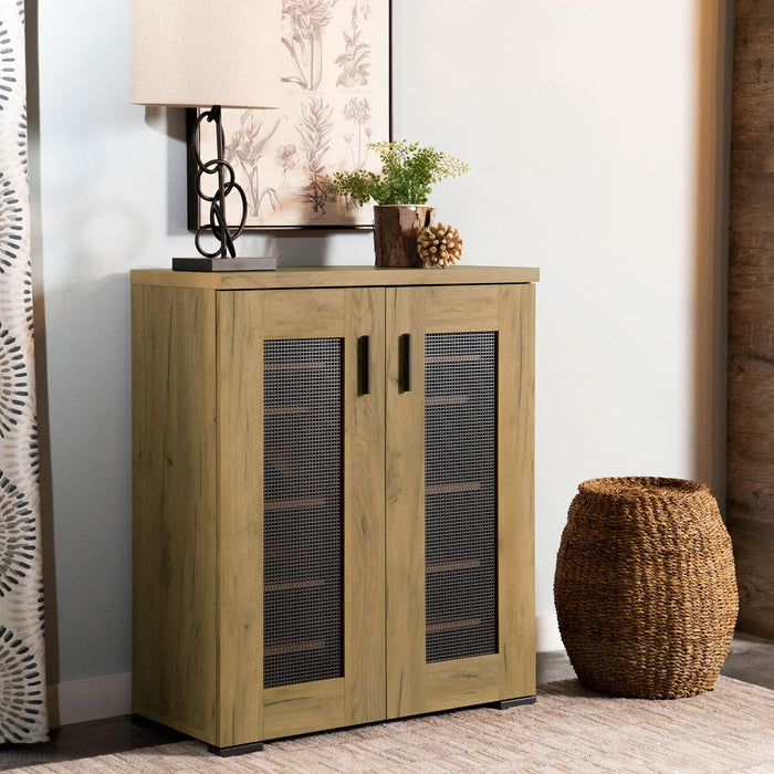 Door Accent Cabinet With Screens - Brown