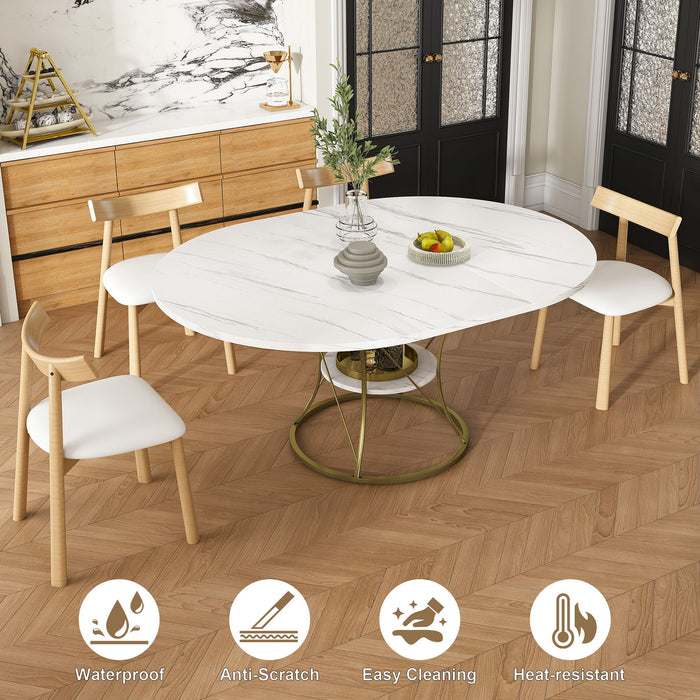 Round Extendable Dining Table Set With Chairs