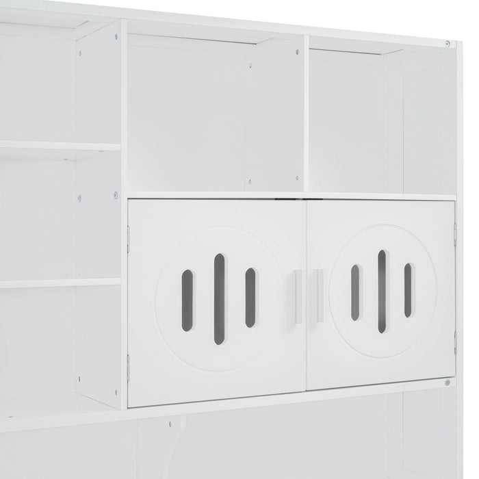 Daybed With All-In-One Cabinet And Shelf