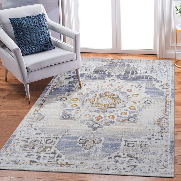Payas - 8' X 10' Medallion Area Rug - Cream / Gold