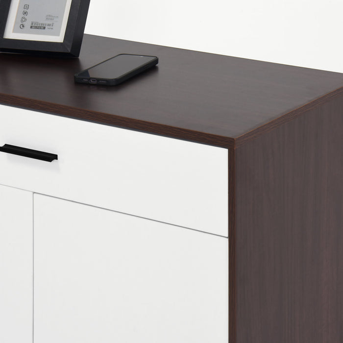 Freestanding Wooden Shoe Cabinet, 4 Tier Organizer With Drawer