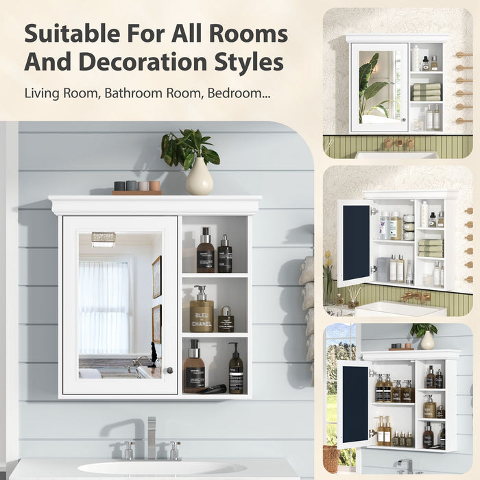 Wall Mounted Bathroom Medicine Cabinet With Mirror And Adjustable Storage With Soft Close Hinges