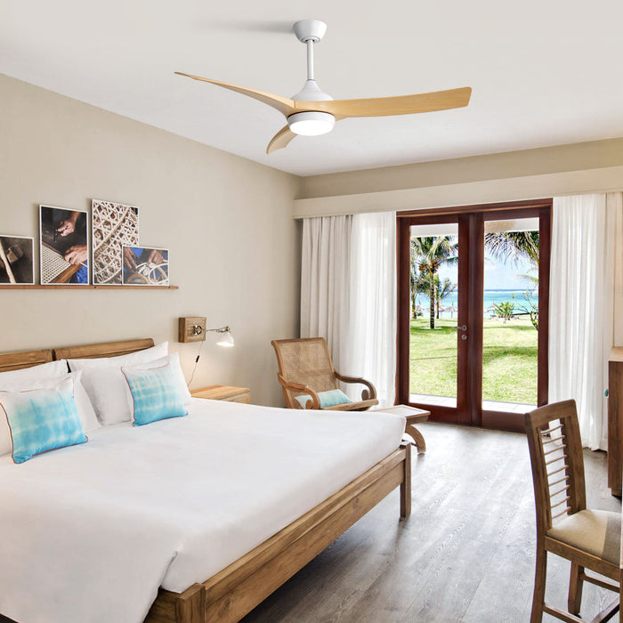 52" Ceiling Fan With 18W LED Light And Remote Control, 3 Blades DC Motor
