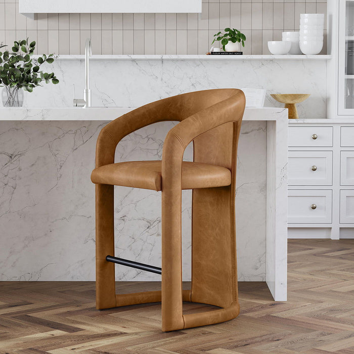 Archie - Distressed Leather Counter Stool