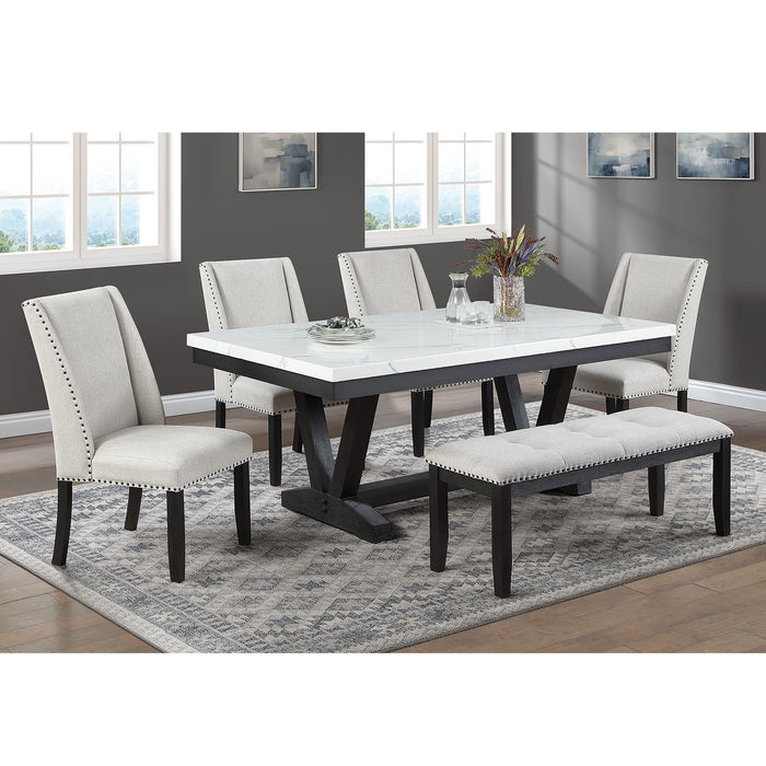 Dining Table With V - Legs Rectangular Furniture - Antique Black