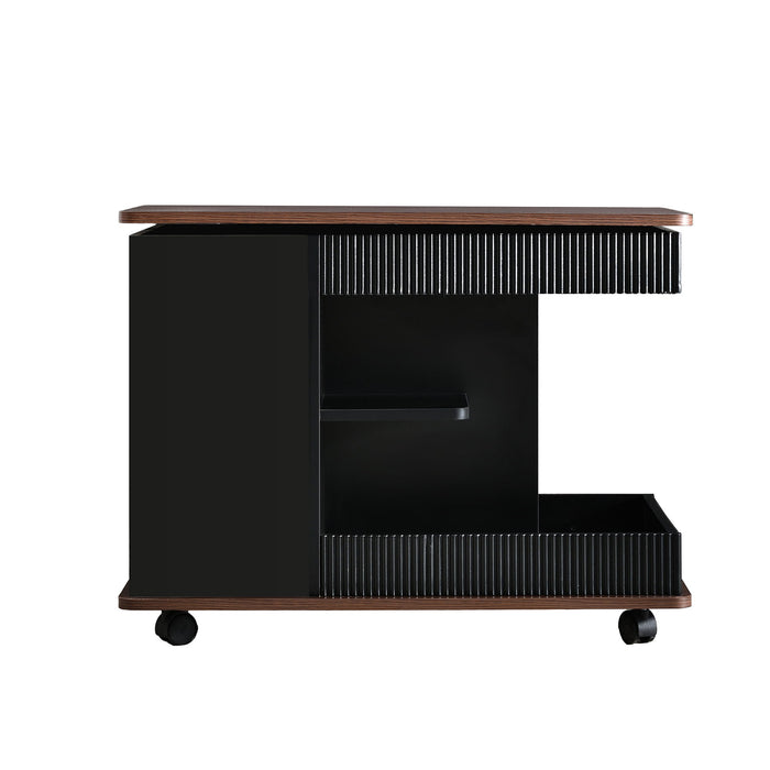 Adjustable End Table With Wheels, 360°Rotating Top And Storage Space