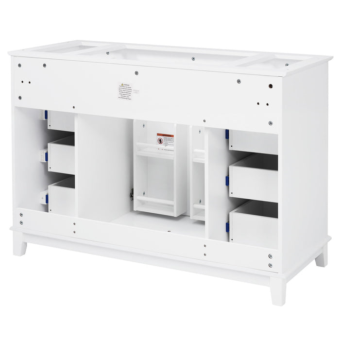 Bathroom Vanity Cabinet Only, 6 Soft Close Drawers & Double Doors With 2 Tier Shelves - White