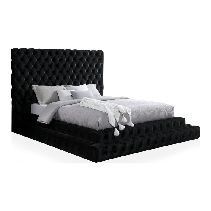 Tufted Oversized Headboard Platform Bed With Fully Upholstered Frame