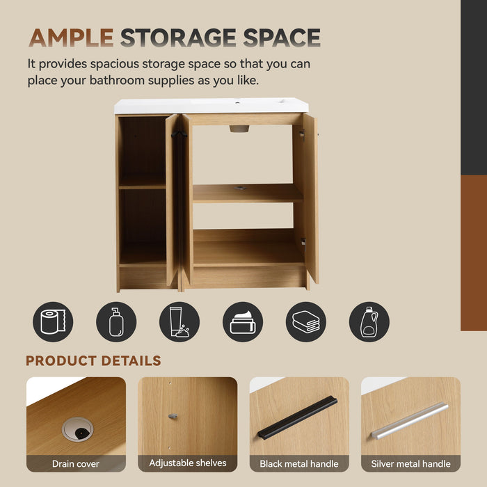 Wall Mounted Floating Bathroom Vanity With Sink, 3 Door Modular Cabinet