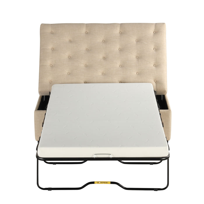 Convertible Folding Sofa Bed Ottoman With Memory Mattress And Tufted Design
