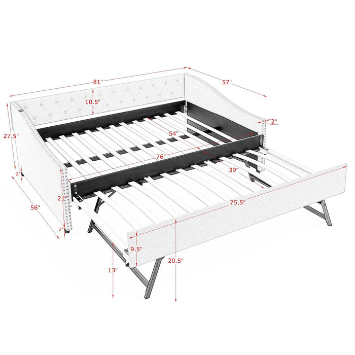 Upholstered Daybed With USB Charging & Pull Out Bed