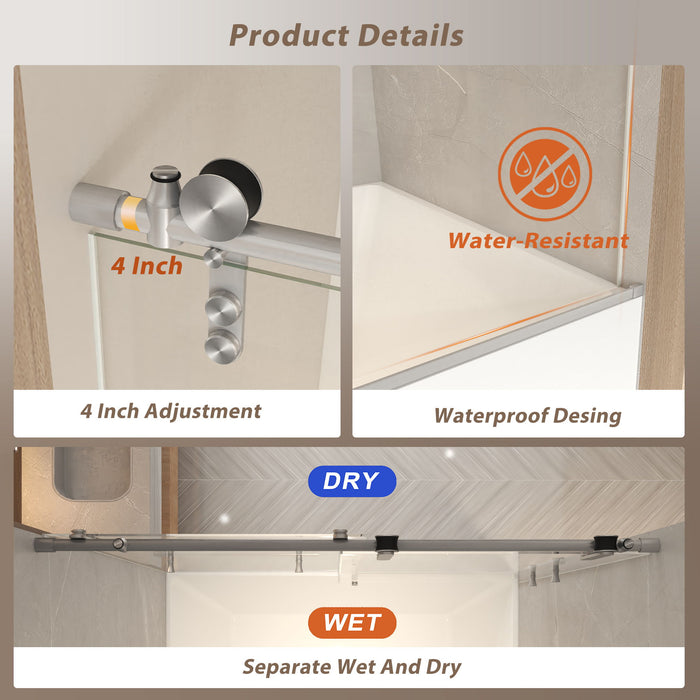 Frameless Sliding Bathtub Door With Frame