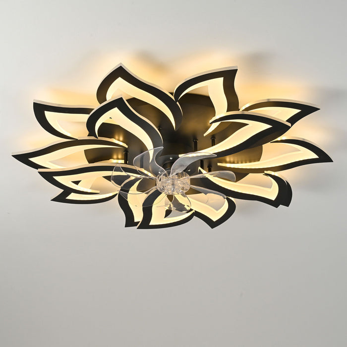 Ceiling Fan With Remote Control And Lights, 6 Speeds, 3 Color Temperatures, Low Profile Flush Mount