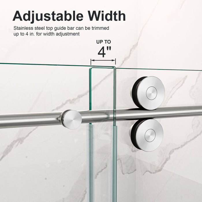 Frameless Single Sliding Shower Door With Clear Tempered Glass