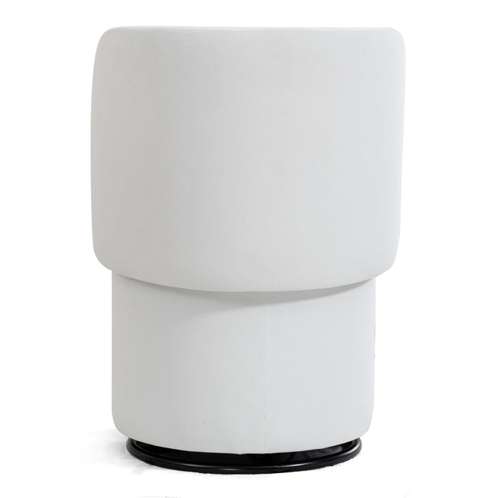 Barrel Chair With Built In Storage, 360° Swivel - Beige