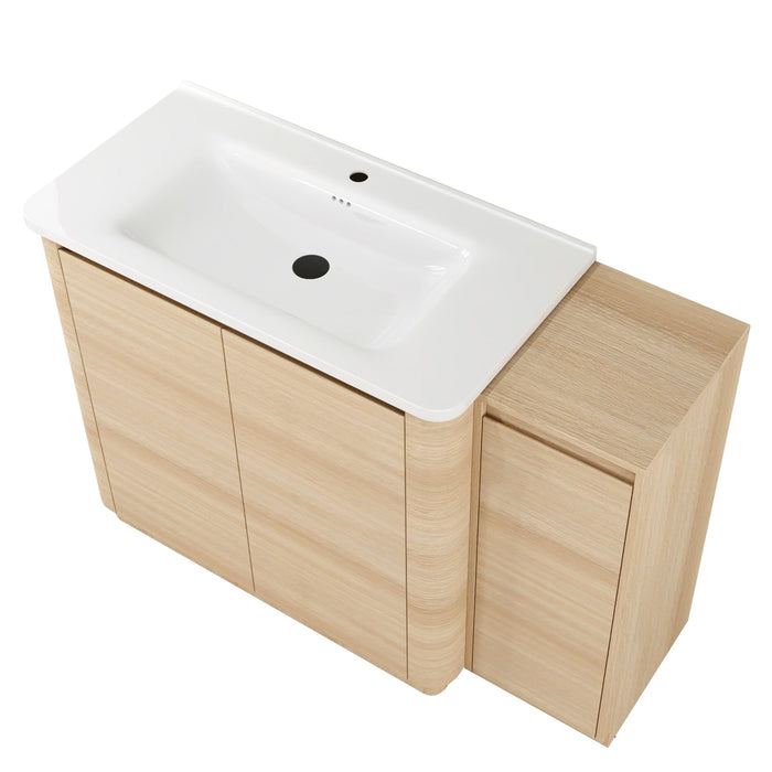 Freestanding Bathroom Vanity With Sink, 1 Small Storage Cabinet, Soft Close Door