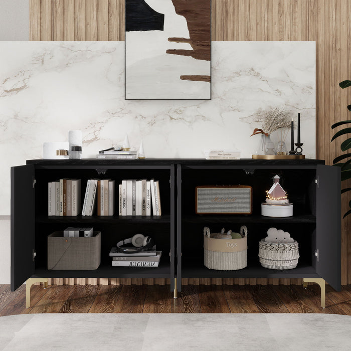 Modern Sideboard Buffet Cabinet With Handleless Press To Open Design With 4 Doors