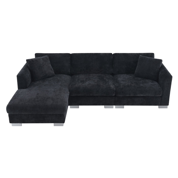 Modern Cloud Sectional Sofa L Shaped Luxury Couch Set With 2 Free Pillows 4 Seat With Oversized Chaise