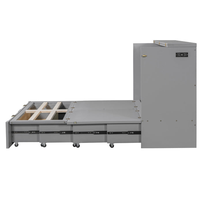 Murphy Bed With Drawer And A Set Of Sockets & USB Ports, Pulley Structure Design