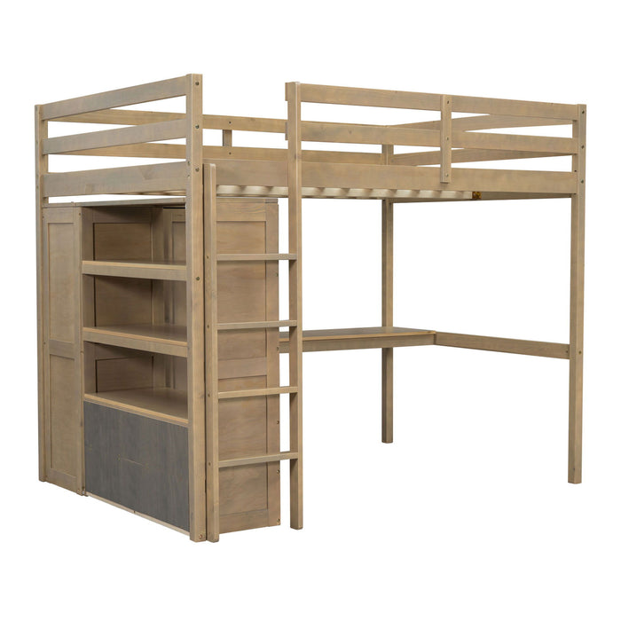 Loft Bed With Built In Wardrobe, Desk, Shelves And Drawers
