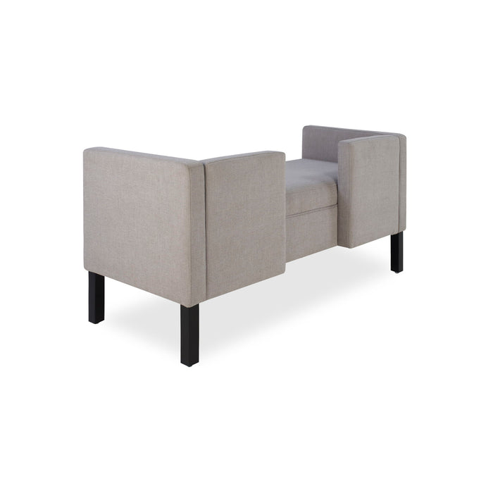 Upholstered Ottoman With 2 Bolster Pillows For Living Room - Gray