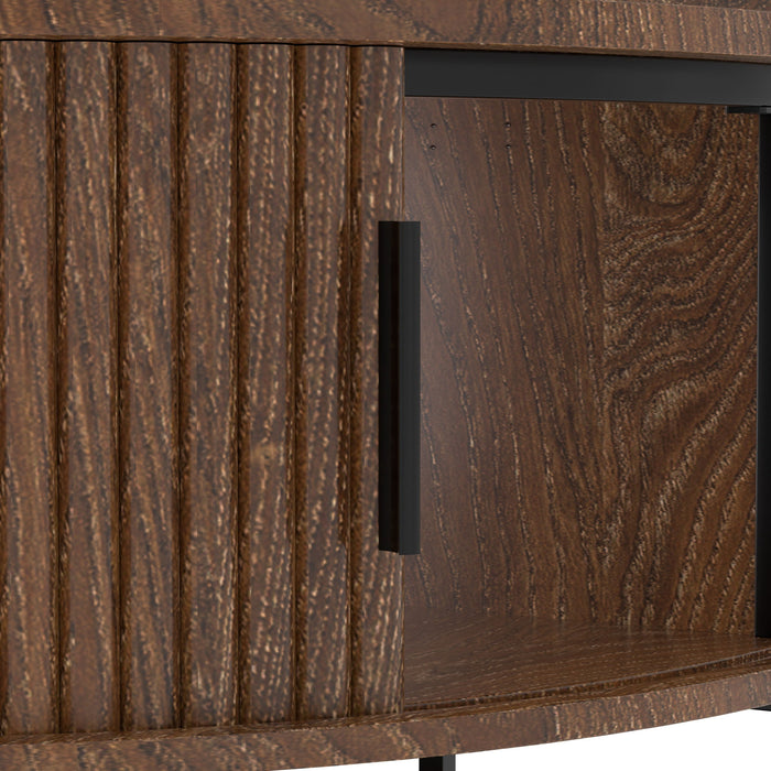 Flip-Top Round Coffee Table With Storage - Brown