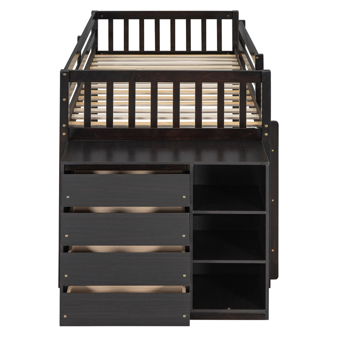 Bunk Bed With 4 Drawers And 3 Shelves