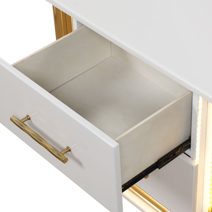 Obsession - 2 Drawer LED Nightstand - White