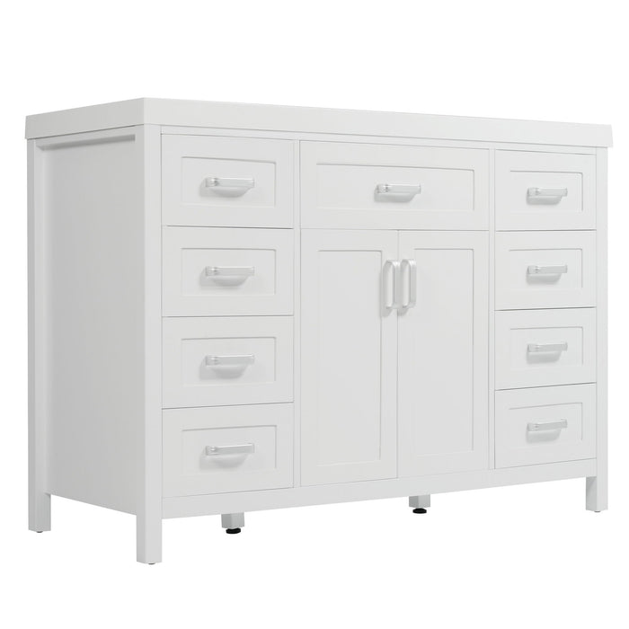 Bathroom Vanity With Sink, 2 Doors 8 Drawers, Soft Close System, Classic Design