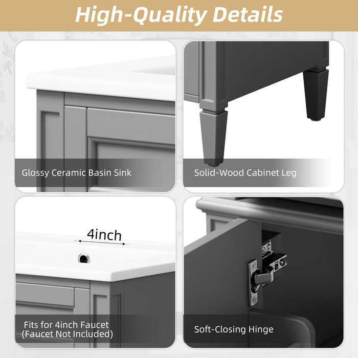 Bathroom Vanity With 2 Doors And Tip Out Drawer, Soft Closing Hinges