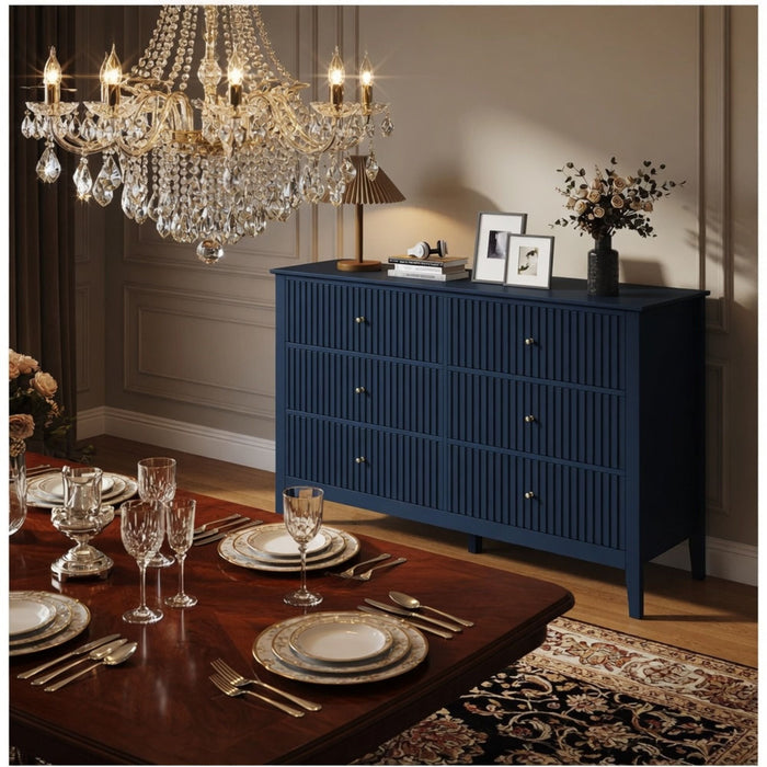 Modern 6 Drawer Fluted Dresser