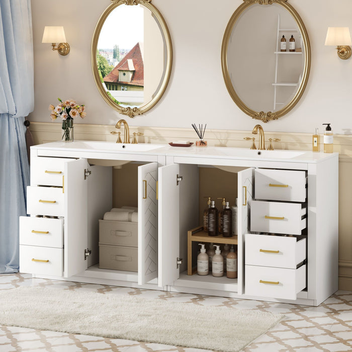 Modern Bathroom Vanity With Ceramic Sink, Freestanding Set With Drawers And Soft-Closing Doors