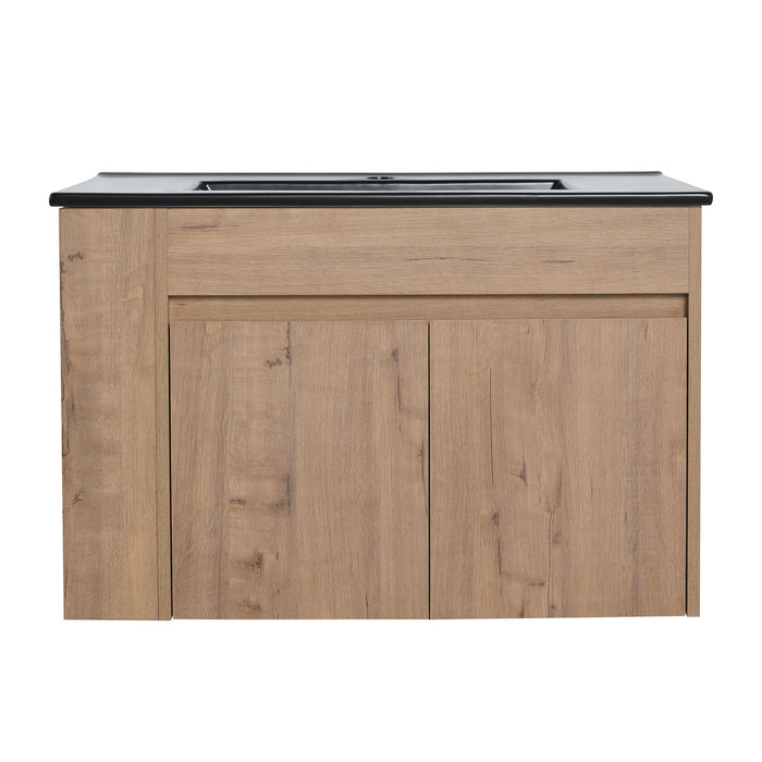Wall Mounted Bathroom Vanity With Basin And Adjustable Open Shelf