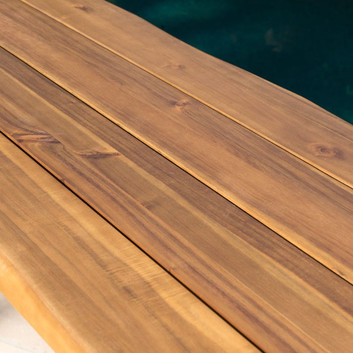 Dione Outdoor Industrial Acacia Wood Bar Set With Metal Frame And Slat Paneling - Brown