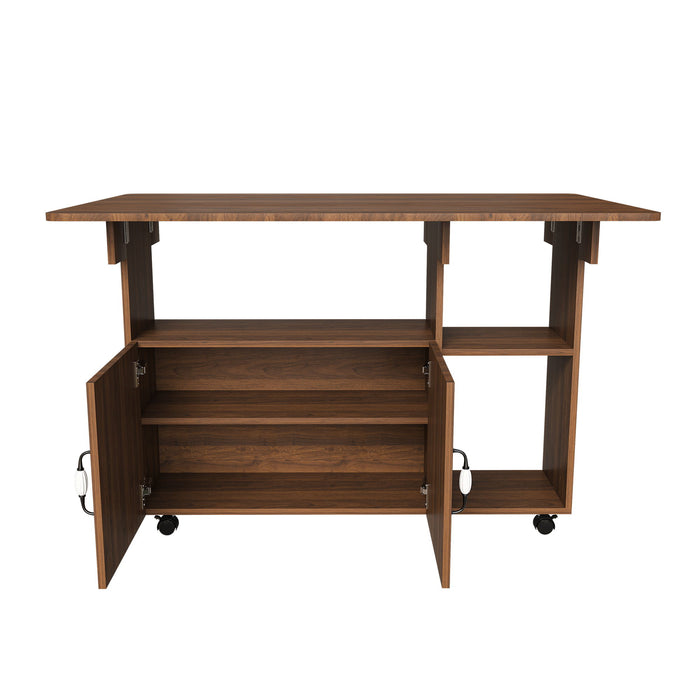 Multi Functional Folding Table With Storage Shelves And Wheels