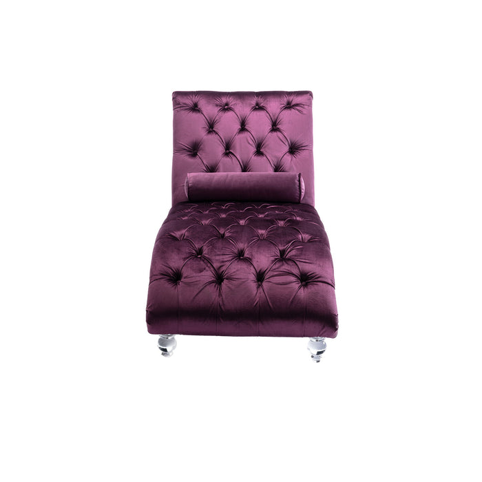 Velvet Chaise Lounge Indoor, Button Tufted Upholstered Chaise Lounge Chair With Pillow
