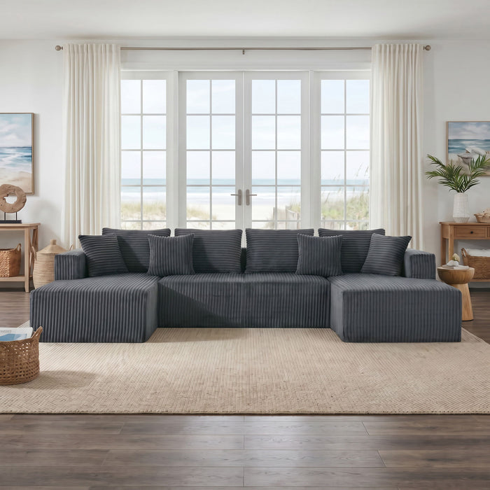 U-Shaped Modular Sectional Sofa With Double Chaise, Oversized Deep Seat For Living Room