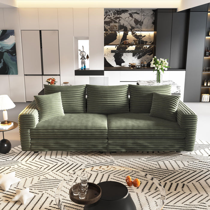 Convertible Deep Seat Sofa With Soft Pillows And Ottomans