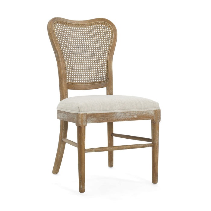 Classic Retro Dining Chair (Set of 2) With Rattan Backrest - Dark Brown / Beige