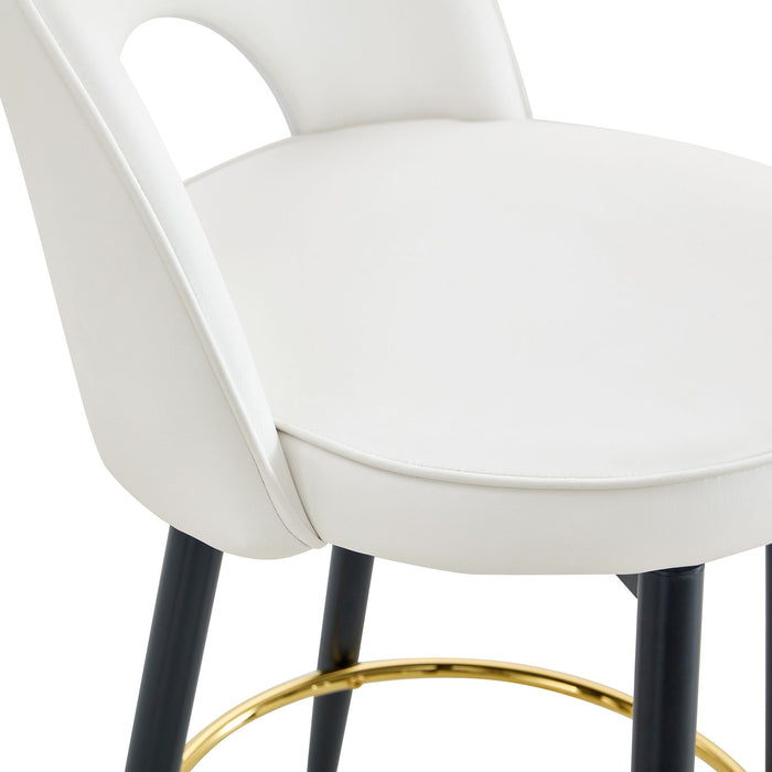 Upholstered Rotatable Bar Chair With Metal Legs For Dining Room