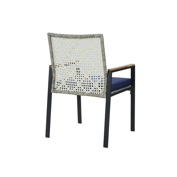 5 Piece Patio Dining Table Set, Acacia Wood Table Top With Umbrella Hole