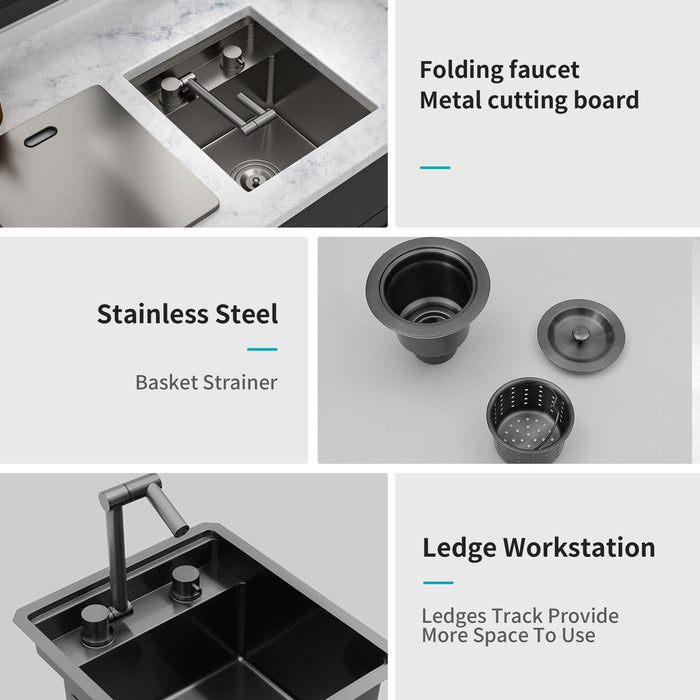 Modern Undermount Bar Sink With Folding Faucet