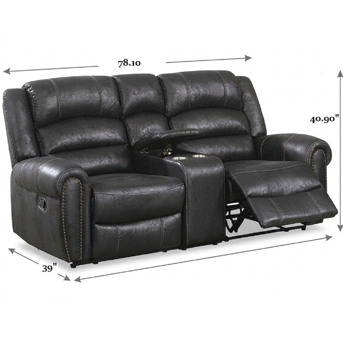 Power Reclining Loveseat With USB Port And Cup Holder Console - Black