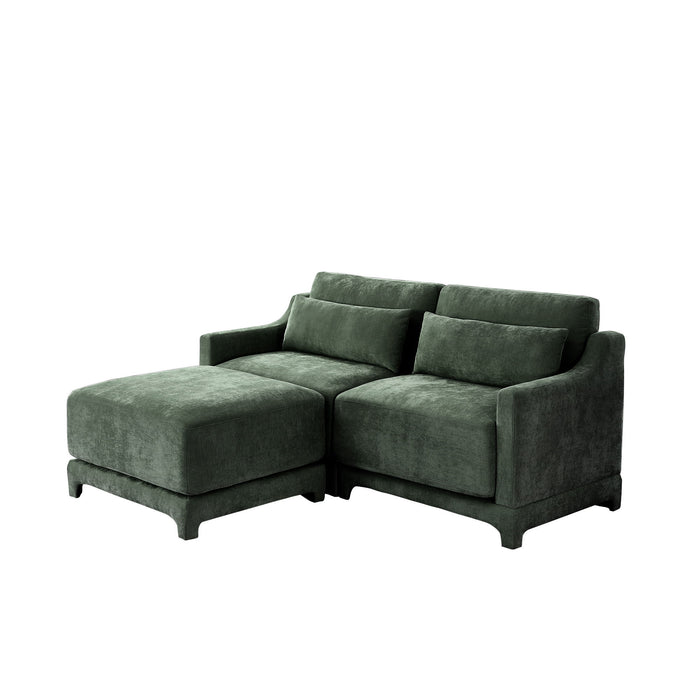 Stylish Sofa With Ottoman And Lumbar Pillows, Ergonomic Design