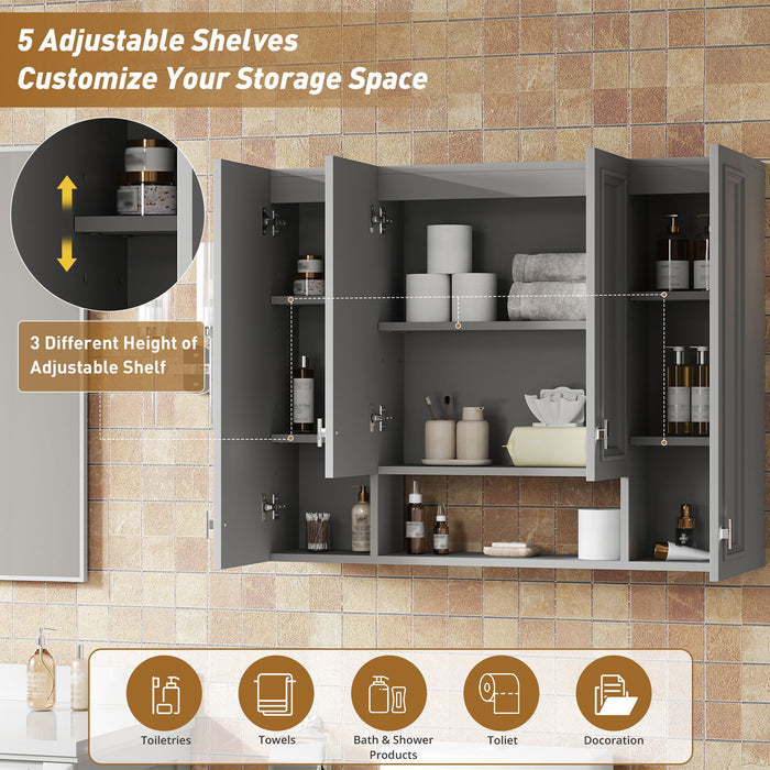Wall Mounted Bathroom Cabinet With 5 Adjustable Shelves