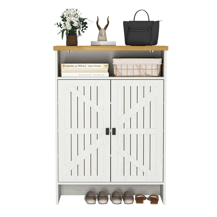 Modern Minimalist Shoe Cabinet With Sliding Door Design - White